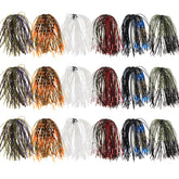 18 bundles of silicone jig skirts in vibrant colors for spinnerbaits